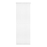 Oval enkelpelarradiator i vit färg, 1800 x 600 mm, med släta, vertikala linjer och en modern, minimalistisk design