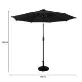 Lutbart LED-Parasoll 2,7 m med Fot – Svart