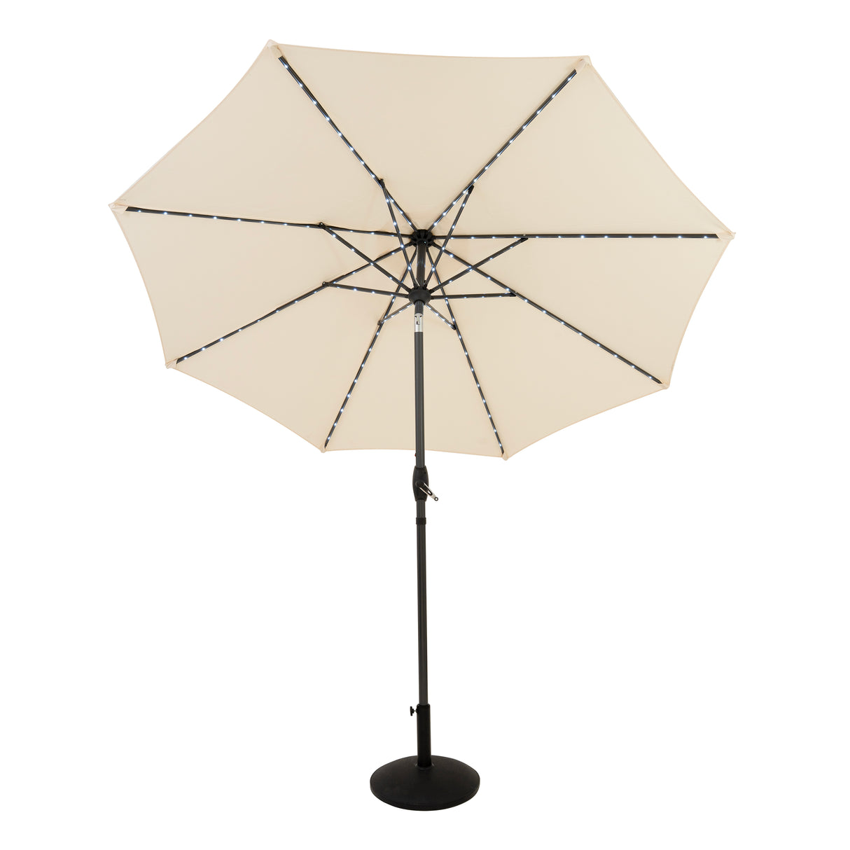 Lutbart LED-Parasoll 2,7 m med Fot – Krämvit