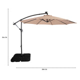 LED Hängparasoll 3 m med Fyrkantig Fot – Beige