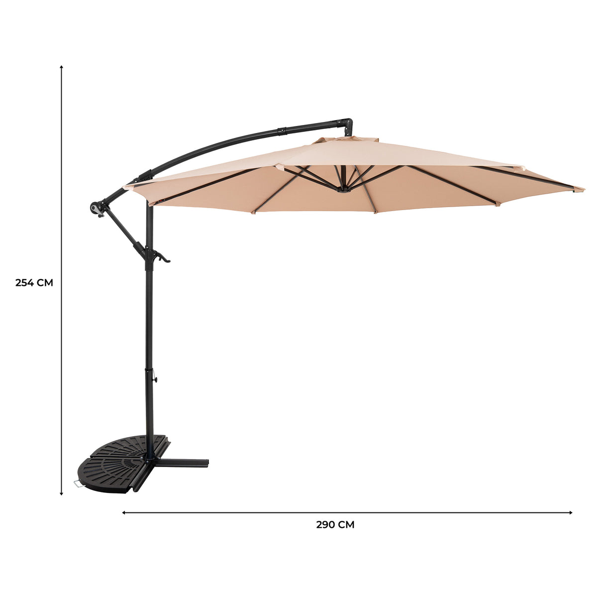 Hängparasoll 3 m med Halv Solfjädersfot – Beige
