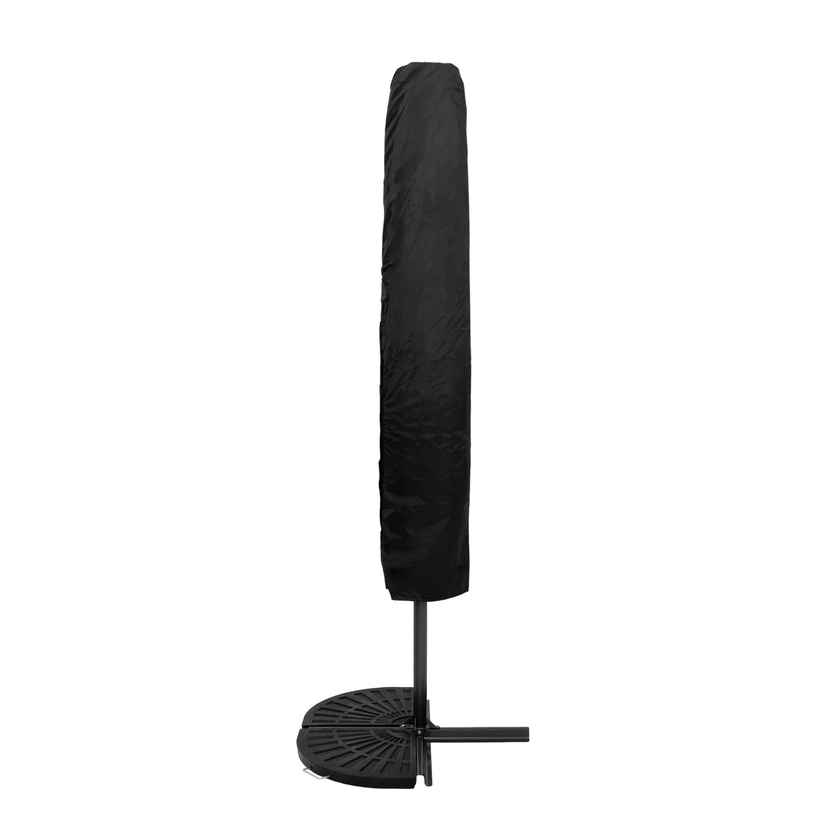 LED Hängparasoll 3 m med Halv Solfjädersfot – Svart