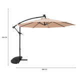 LED Hängparasoll 3 m med Halv Solfjädersfot – Beige