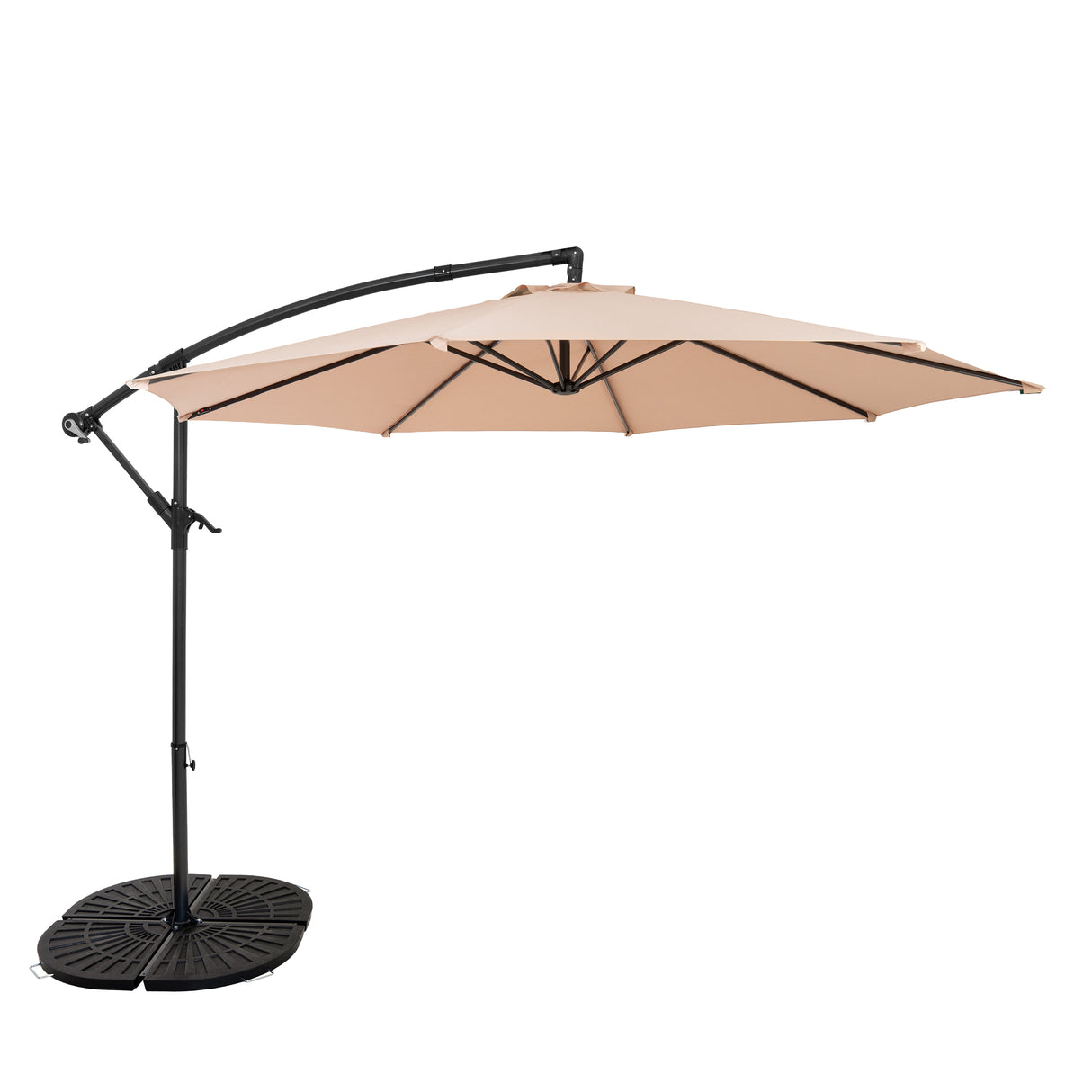 Hängparasoll 3 m med Solfjädersfot – Beige