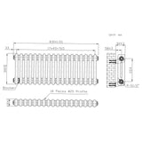 Traditionell 2-kolumnsradiator med ventiler – 300 x 830 mm – Råmetall