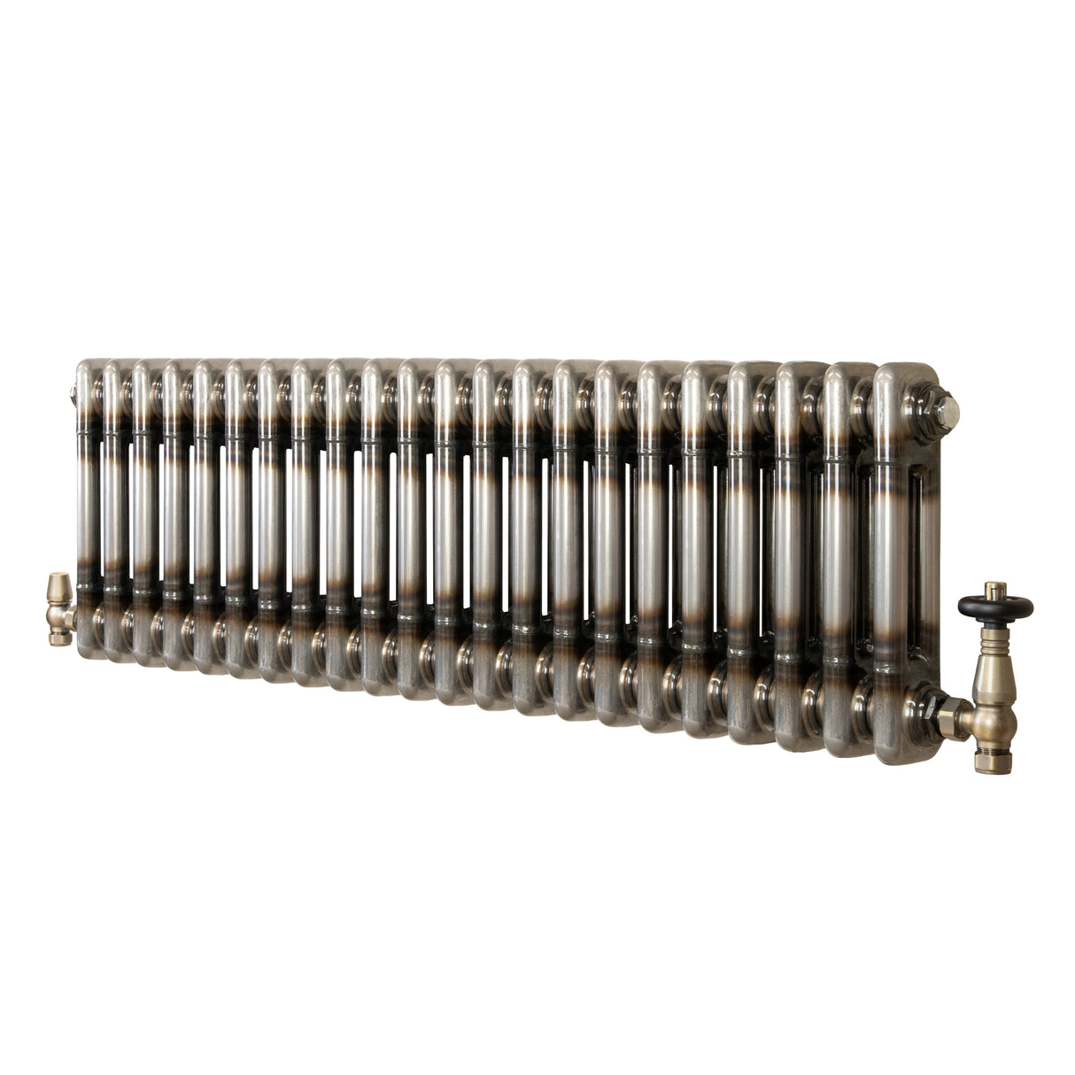 Traditionell 2-kolumnsradiator med ventiler – 300 x 1010 mm – Råmetall