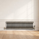 Traditionell 2-kolumnsradiator med ventiler – 300 x 1010 mm – Råmetall
