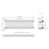 Traditionell 2-kolumnsradiator med ventiler – 300 x 1010 mm – Råmetall