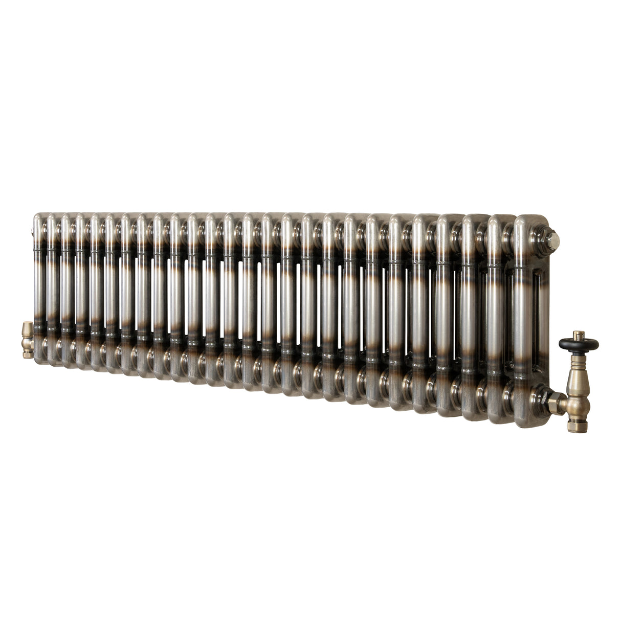 Traditionell 2-kolumnsradiator med ventiler – 300 x 1190 mm – Råmetall