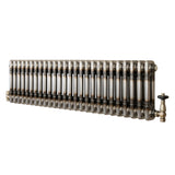 Traditionell 2-kolumnsradiator med ventiler – 300 x 1190 mm – Råmetall