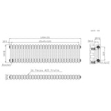 Traditionell 2-kolumnsradiator med ventiler – 300 x 1190 mm – Råmetall