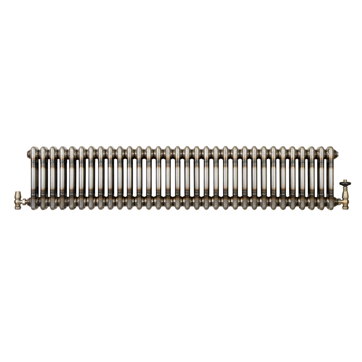 Traditionell 2-kolumnsradiator med ventiler – 300 x 1460 mm – Råmetall