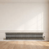 Traditionell 2-kolumnsradiator med ventiler – 300 x 1460 mm – Råmetall
