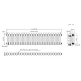 Traditionell 2-kolumnsradiator med ventiler – 300 x 1460 mm – Råmetall
