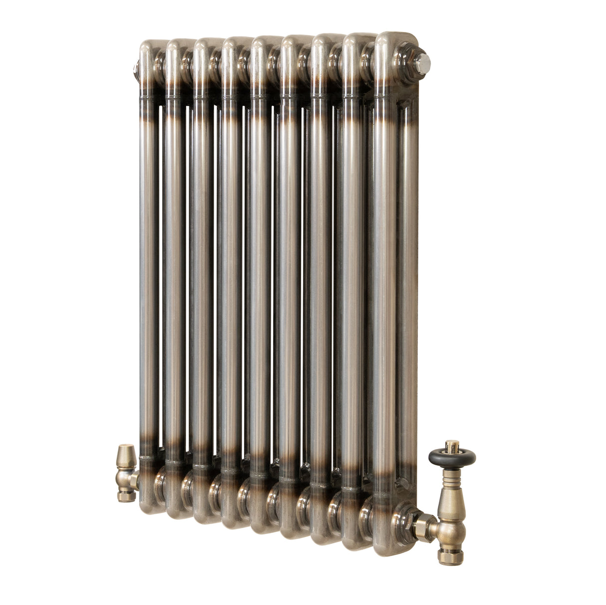 Traditionell 2-kolumnsradiator med ventiler – 600 x 425 mm – Råmetall