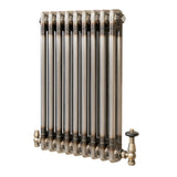 Traditionell 2-kolumnsradiator med ventiler – 600 x 425 mm – Råmetall