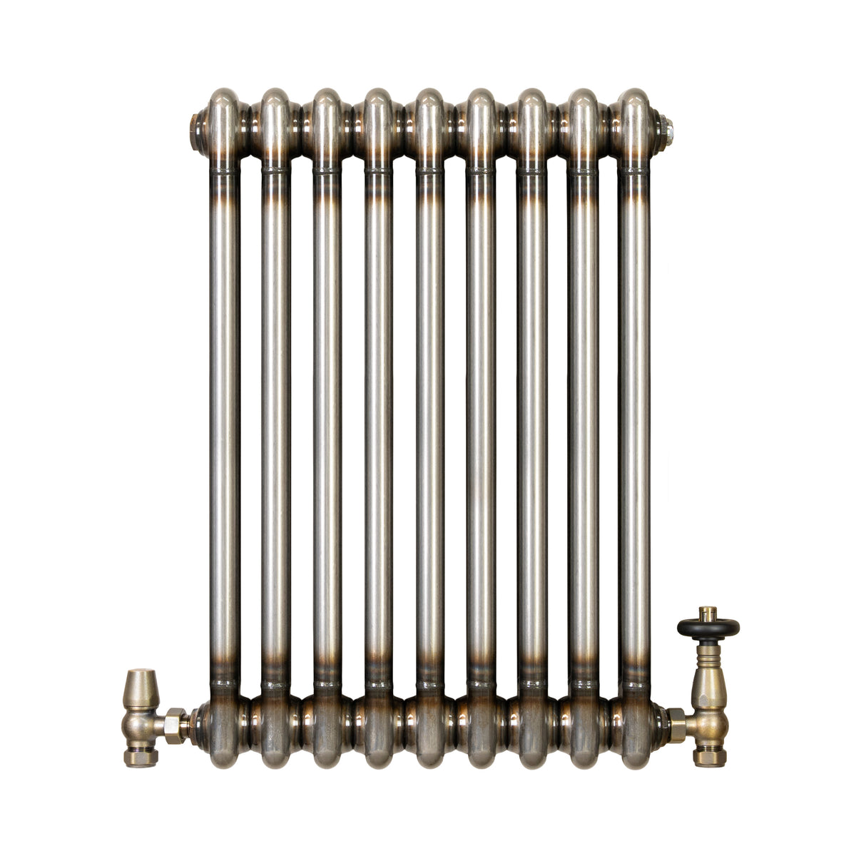 Traditionell 2-kolumnsradiator med ventiler – 600 x 425 mm – Råmetall