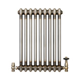 Traditionell 2-kolumnsradiator med ventiler – 600 x 425 mm – Råmetall