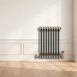 Traditionell 2-kolumnsradiator med ventiler – 600 x 425 mm – Råmetall