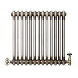 Traditionell 2-kolumnsradiator med ventiler – 600 x 605 mm – Råmetall