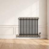 Traditionell 2-kolumnsradiator med ventiler – 600 x 605 mm – Råmetall