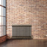 Traditionell 2-kolumnsradiator med ventiler – 600 x 830 mm – Råmetall