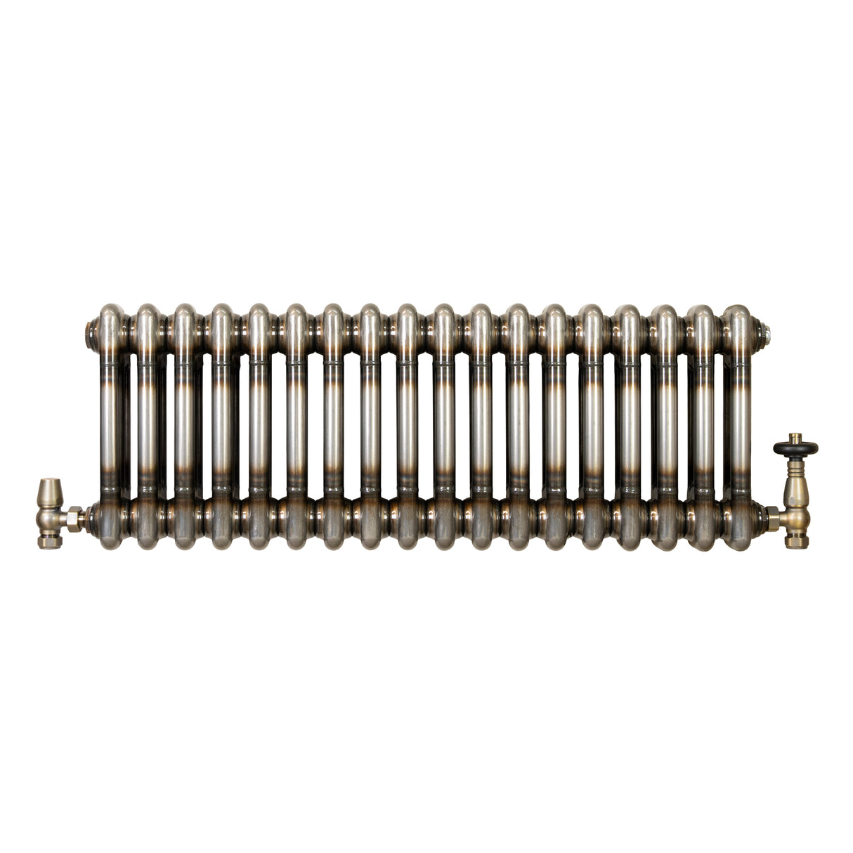 Traditionell 2-kolumnsradiator med ventiler – 600 x 830 mm – Råmetall