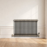 Traditionell 2-kolumnsradiator med ventiler – 600 x 830 mm – Råmetall