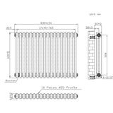 Traditionell 2-kolumnsradiator med ventiler – 600 x 830 mm – Råmetall