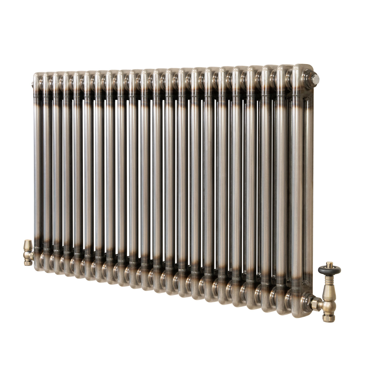 Traditionell 2-kolumnsradiator med ventiler – 600 x 1010 mm – Råmetall