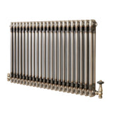 Traditionell 2-kolumnsradiator med ventiler – 600 x 1010 mm – Råmetall
