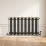 Traditionell 2-kolumnsradiator med ventiler – 600 x 1010 mm – Råmetall