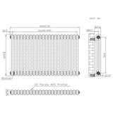 Traditionell 2-kolumnsradiator med ventiler – 600 x 1010 mm – Råmetall