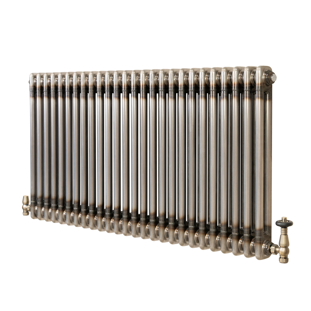 Traditionell 2-kolumnsradiator med ventiler – 600 x 1190 mm – Råmetall