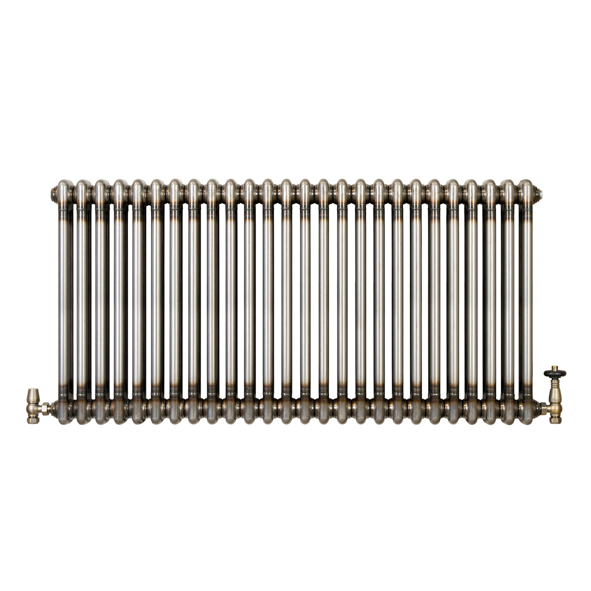 Traditionell 2-kolumnsradiator med ventiler – 600 x 1190 mm – Råmetall