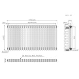 Traditionell 2-kolumnsradiator med ventiler – 600 x 1190 mm – Råmetall