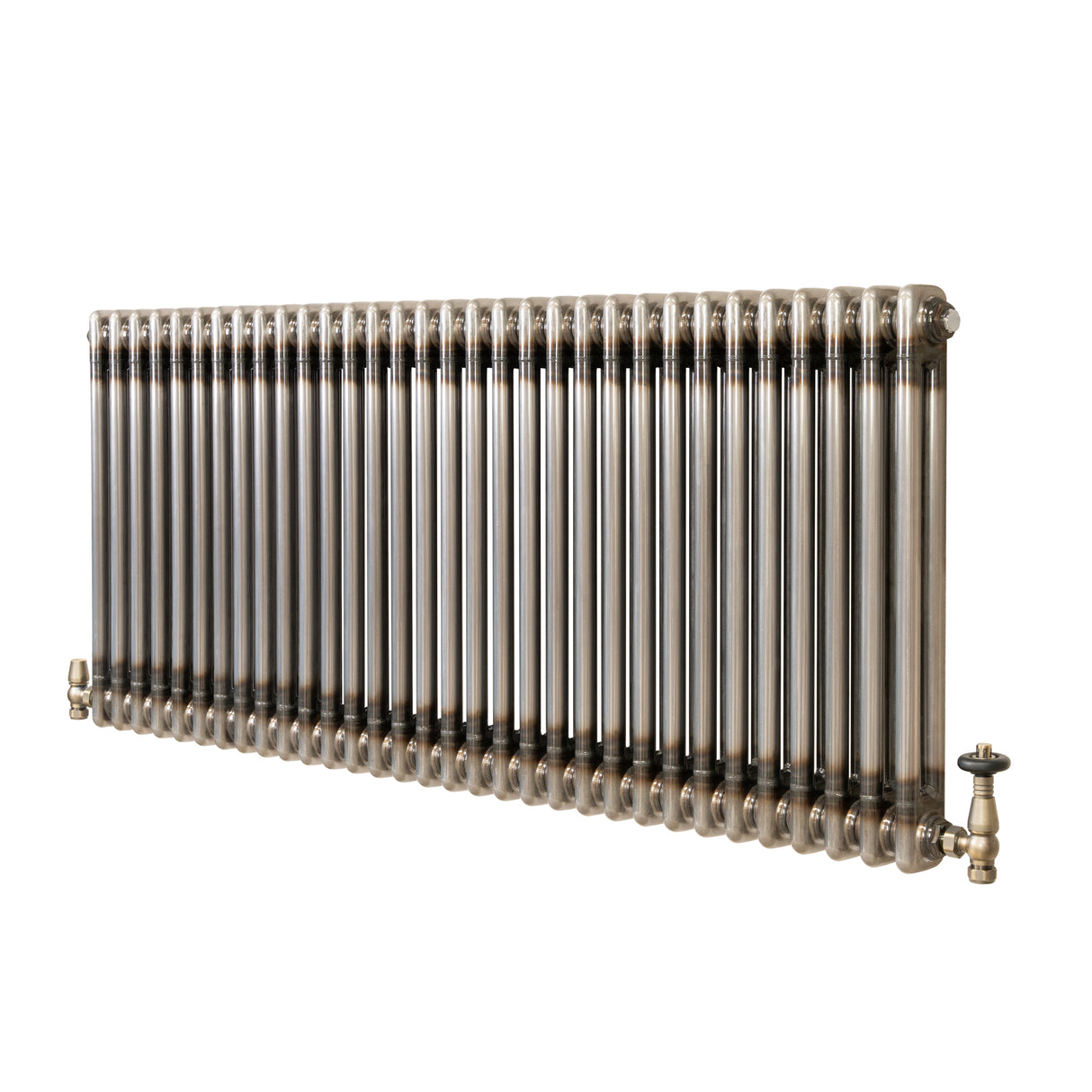 Traditionell 2-kolumnsradiator med ventiler – 600 x 1460 mm – Råmetall