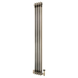 Traditionell 2-kolumnsradiator med ventiler – 1500 x 200 mm – Råmetall