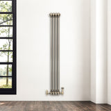 Traditionell 2-kolumnsradiator med ventiler – 1500 x 200 mm – Råmetall