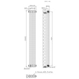 Traditionell 2-kolumnsradiator med ventiler – 1500 x 200 mm – Råmetall