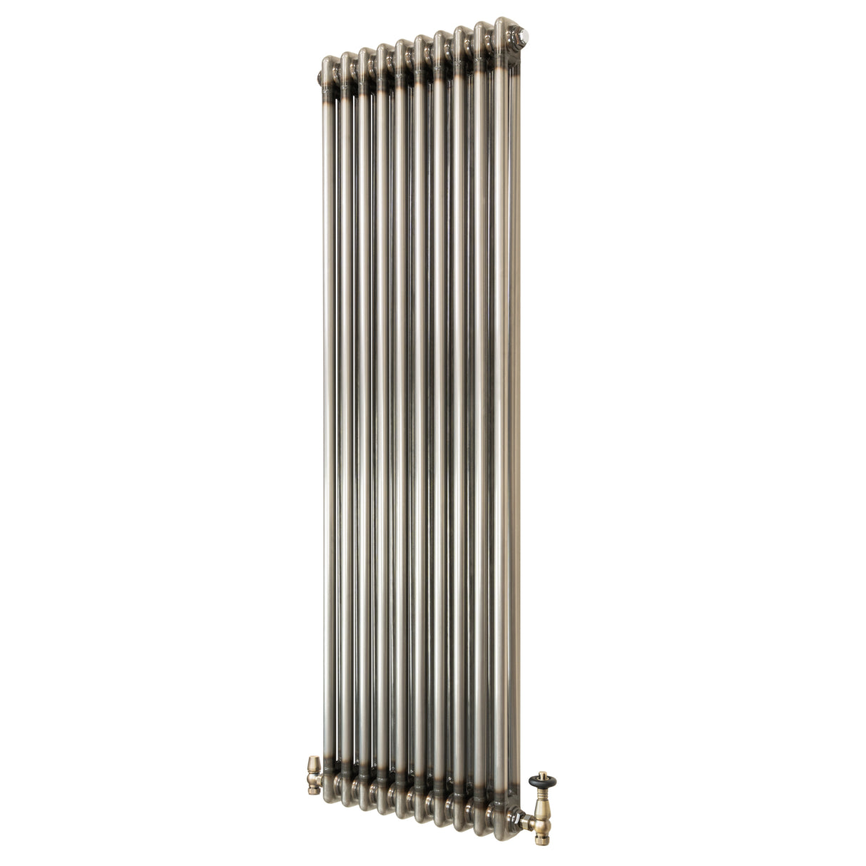 Traditionell 2-kolumnsradiator med ventiler – 1500 x 470 mm – Råmetall