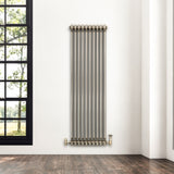 Traditionell 2-kolumnsradiator med ventiler – 1500 x 470 mm – Råmetall