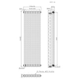 Traditionell 2-kolumnsradiator med ventiler – 1500 x 470 mm – Råmetall