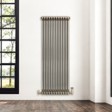 Traditionell 2-kolumnsradiator med ventiler – 1500 x 560 mm – Råmetall