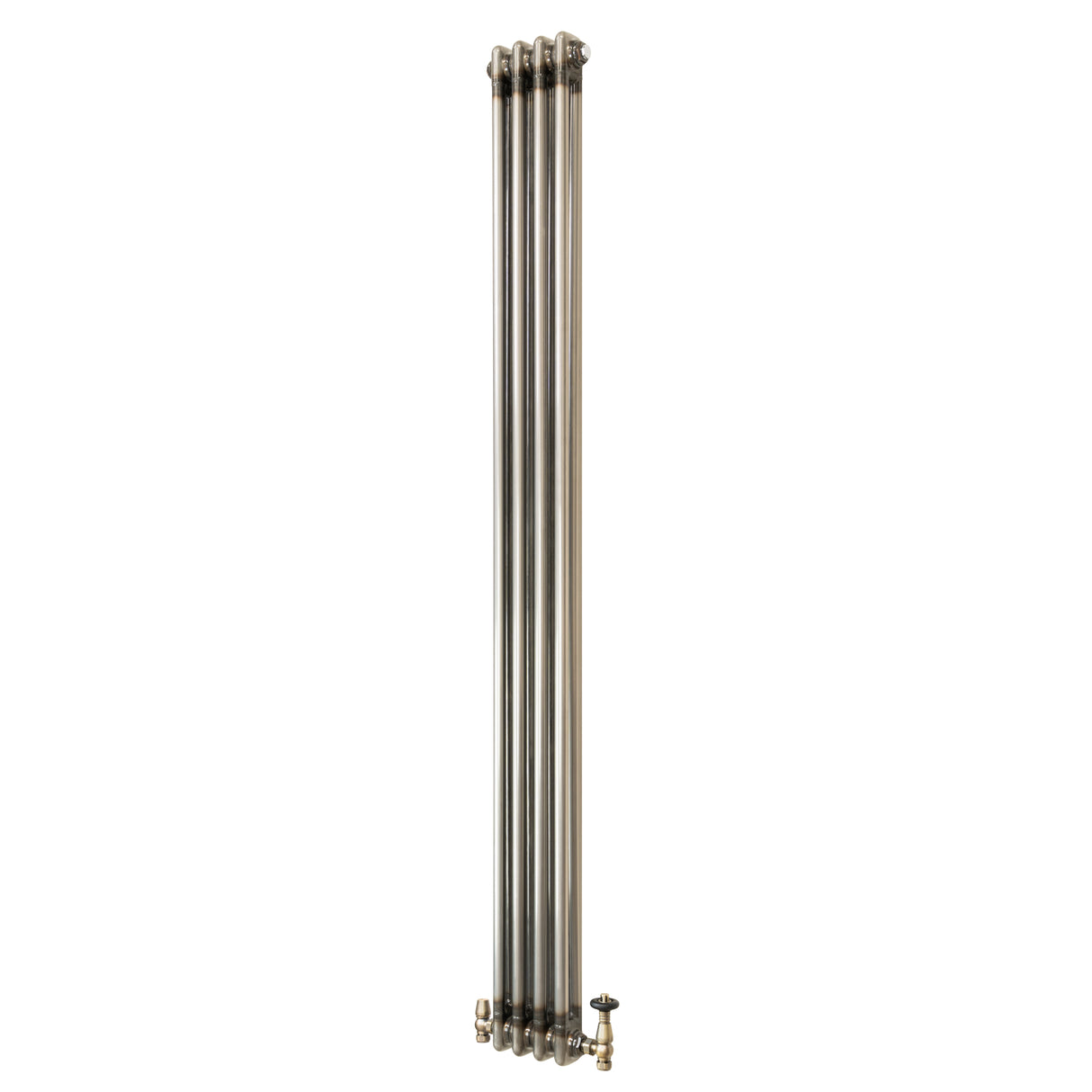 Traditionell 2-kolumnsradiator med ventiler – 1800 x 200 mm – Råmetall