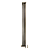 Traditionell 2-kolumnsradiator med ventiler – 1800 x 200 mm – Råmetall
