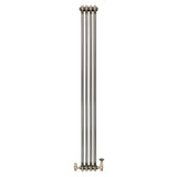 Traditionell 2-kolumnsradiator med ventiler – 1800 x 200 mm – Råmetall