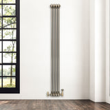 Traditionell 2-kolumnsradiator med ventiler – 1800 x 200 mm – Råmetall