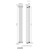 Traditionell 2-kolumnsradiator med ventiler – 1800 x 200 mm – Råmetall