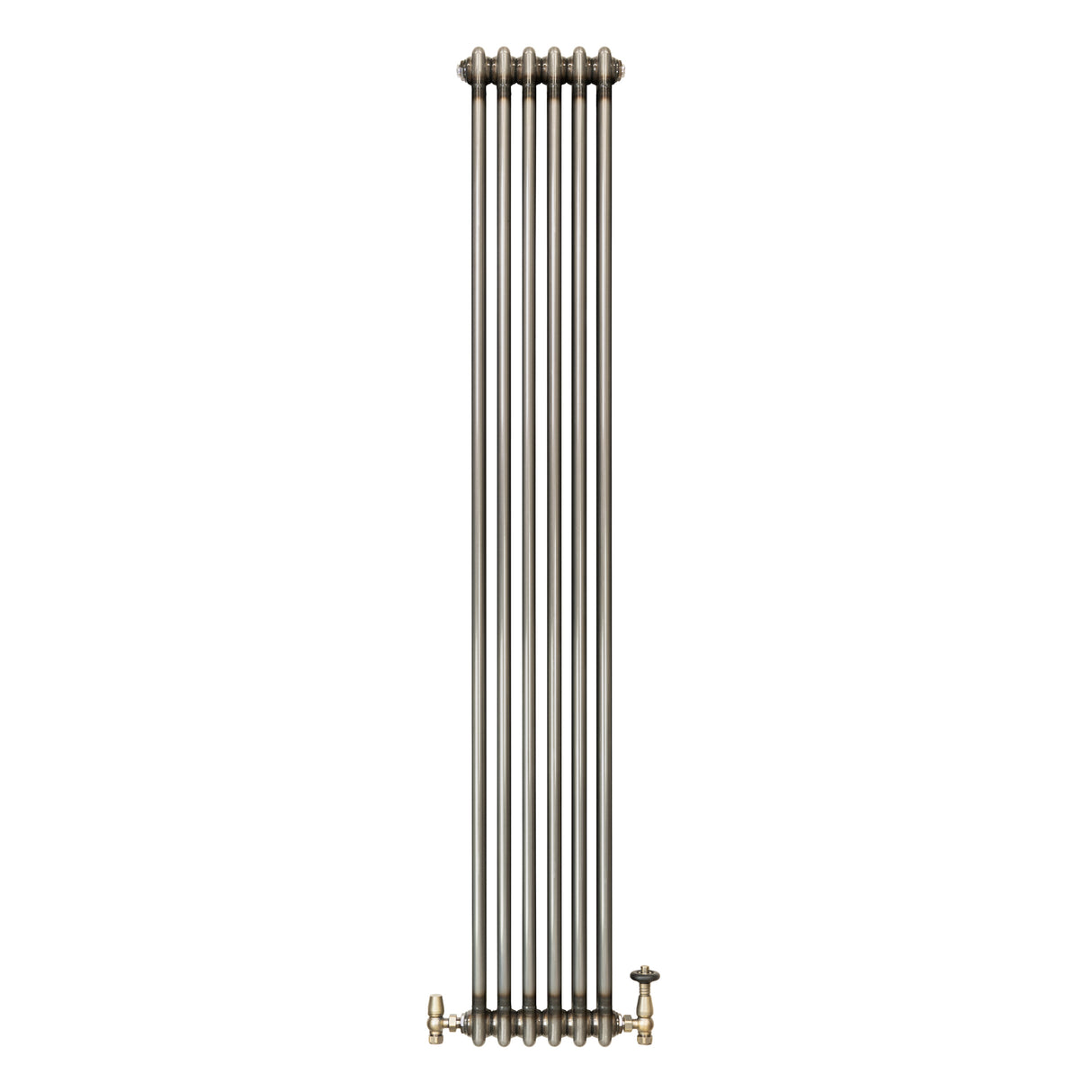 Traditionell 2-kolumnsradiator med ventiler – 1800 x 290 mm – Råmetall
